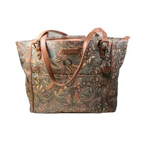 Sakroots  Floral Tote Handbag 11”x 9” with Keychain. Zip Top, Interior Pockets.